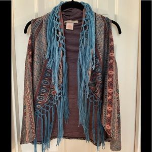 Knit Vest with crochet fringe